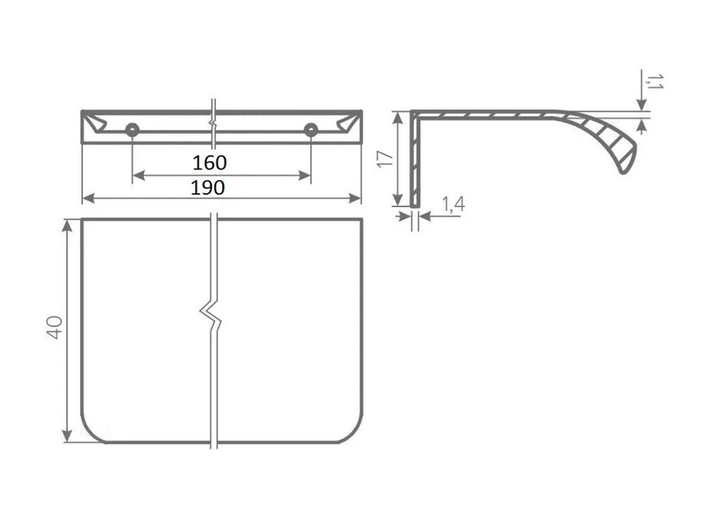 Maniglietta Mobile per Bordo Hexa Interasse 160 mm.P190x50L Nero Opaco | GTV - immagine 5
